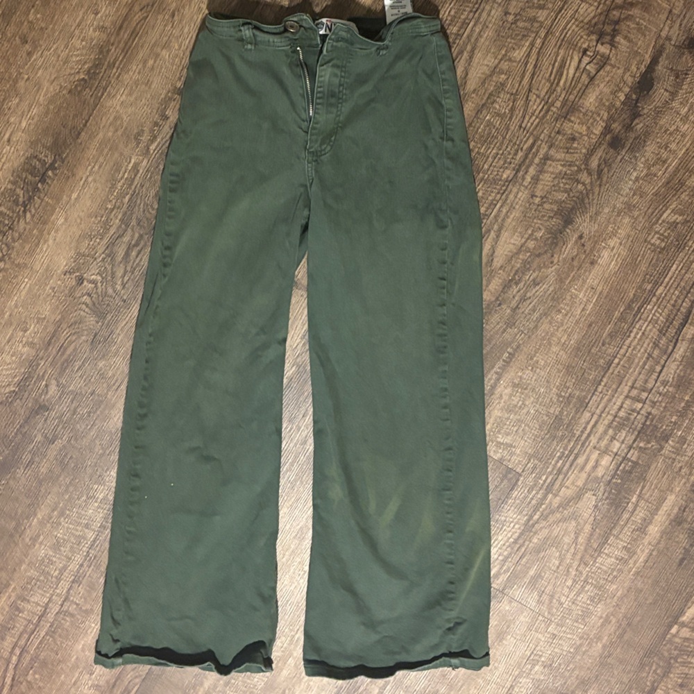 Wide Leg Green Jeans